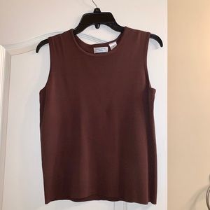 NWT Laura Ashley Brown Sleeveless Top PM